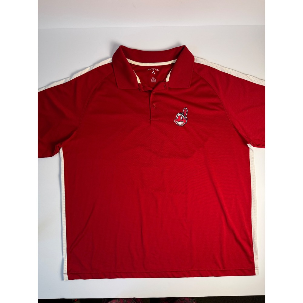 Antigua Cleveland Indians Chief Wahoo Polo Shirt Mens XXL Red Performance Golf